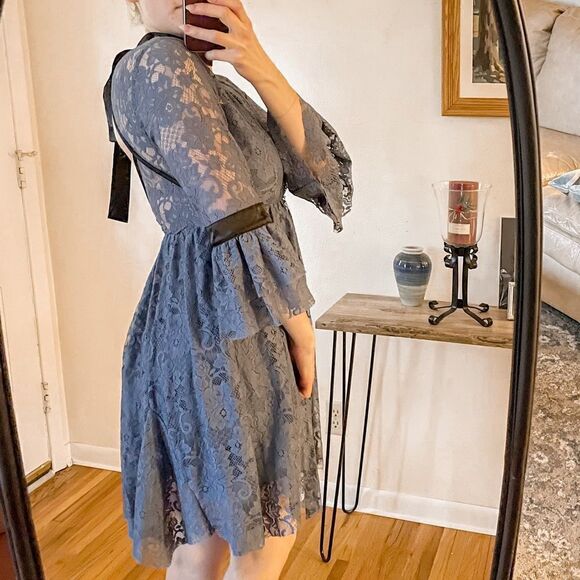 Free People Gilded Lace Mini Dress S - Picture 2 of 9